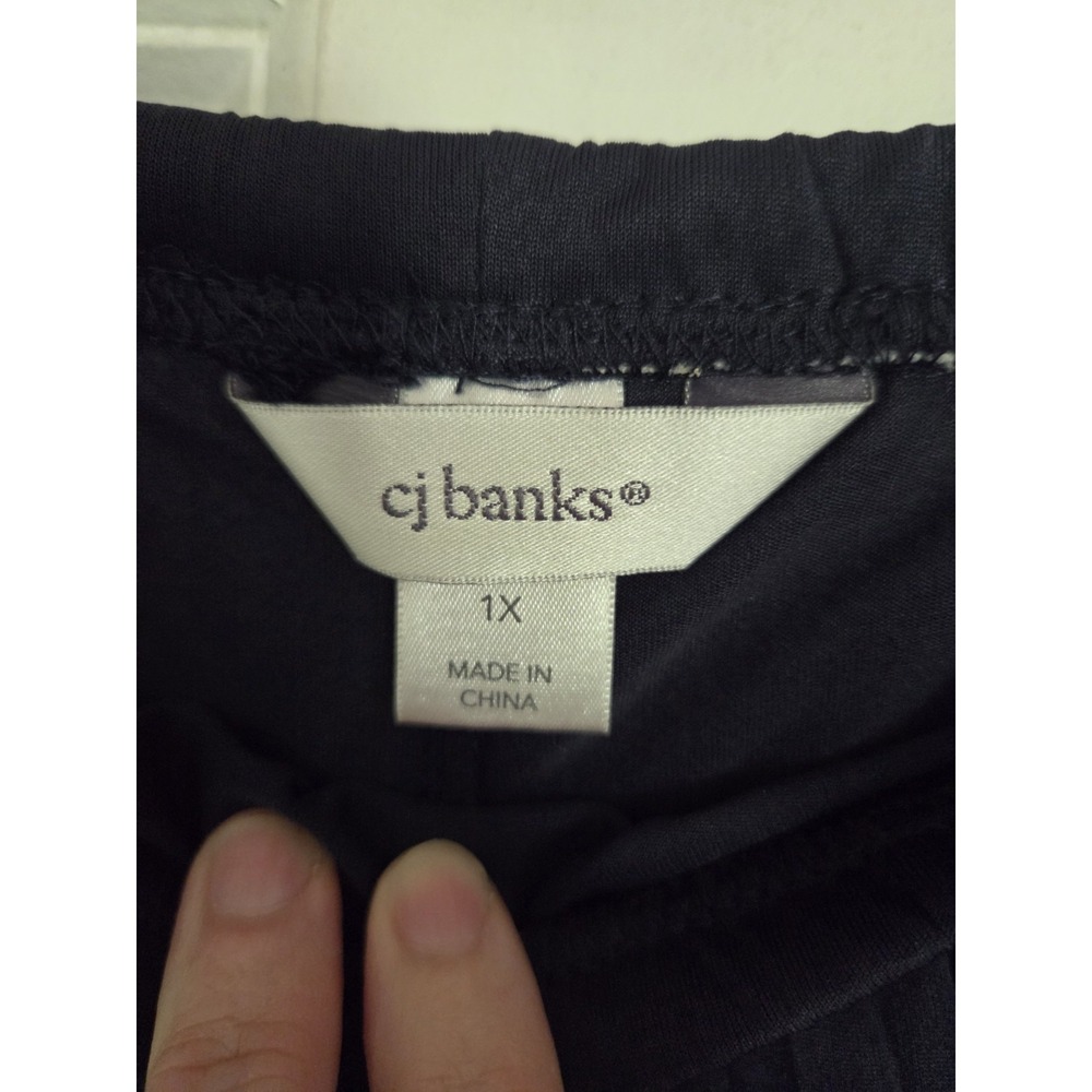 CJ Banks Navy Blue Crinkle Chiffon Midi Skirt Dark Academia Whimsigoth 0X - Picture 5 of 5